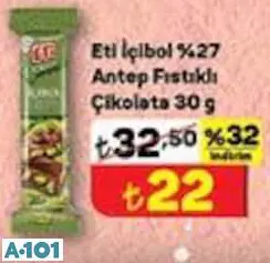 ETİ İÇİBOL %27 ANTEP FISTIKLI ÇİKOLATA 30 G
